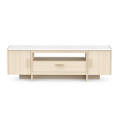 MELIA TV-meubel met 2 openslaande deuren - Licht hout - 39,4x178,8x57,6 cm