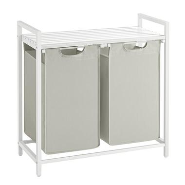 Wasmand met 2 uitschuifbare compartimenten - Grijs - 33x71x73 cm