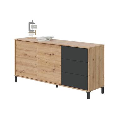 BROOKLYN Dressoir met 3 laden - grijs - 41x154x74 cm