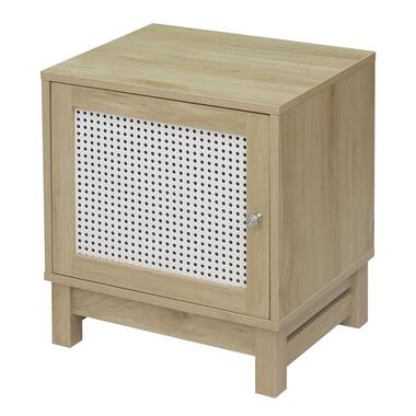Nachtkastje 1 deurs rotan front - Licht hout - 35x45x50 cm