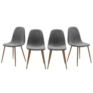 ANYA Set van 4 stoelen van grijze ribfluweel - Grijs - 50x43x83 cm