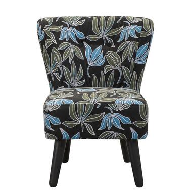 LEEN x Mariska fauteuil Halmstad - stof Leaves - groen/blauw - Leen Bakker