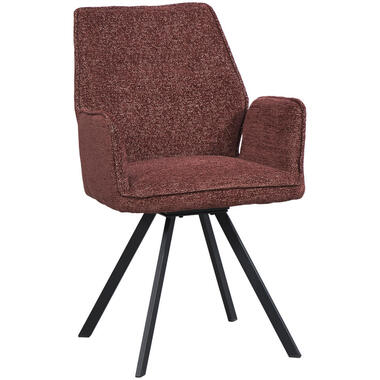 Eetkamerstoel Raffy met armleuning - stof - wijnrood product