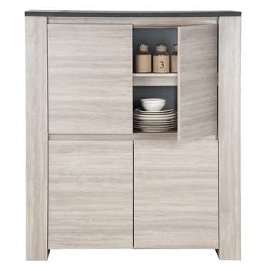Kast Yannick - grijs eikenkleur/natuursteenlook - 142x119x51 cm - Leen Bakker Kast Yannick - grijs eikenkleur/natuursteenlook - 142x119x51 cm - Leen Bakker