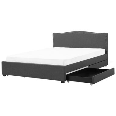 MONTPELLIER - Bed met opbergruimte - Grijs - 180 x 200 cm - Polyester product