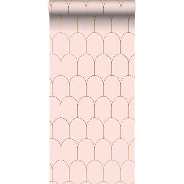 ESTAhome behang - art deco motief - roze en goud - 0.53 x 10.05 m product
