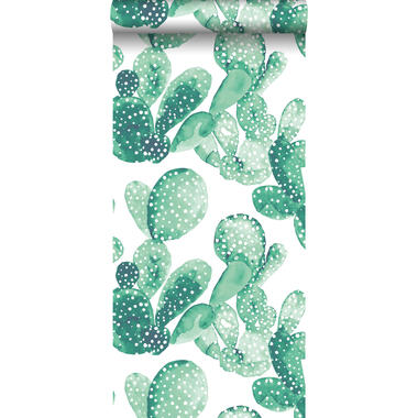 ESTAhome behang - aquarel cactussen - smaragdgroen - 53 cm x 10,05 m product