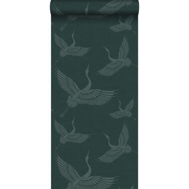 Origin behang - kraanvogels - petrolblauw - 0.53 x 10.05 m product