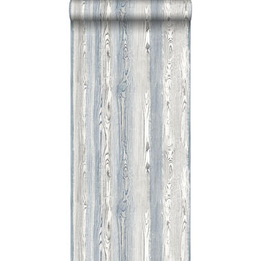 ESTAhome behang - hout motief - blauw en grijs - 53 cm x 10,05 m product