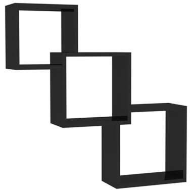 VIDAXL - Wandschappen - 84,5x15x27 cm - spaanplaat - hoogglans zwart product