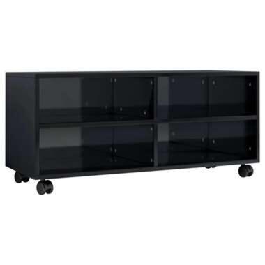 VIDAXL Tv-meubel met wieltjes 90x35x35 cm spaanplaat hoogglans zwart product