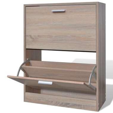 VIDAXL Schoenenkast - met 2 vakken - eiken-look - hout product
