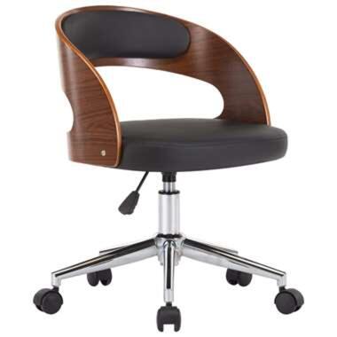 VIDAXL bureaustoel - draaibaar - gebogen hout en kunstleer - zwart product