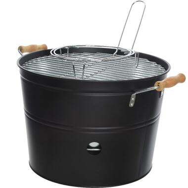 Barbecue emmer - zwart - rond - 33 x 24 cm product