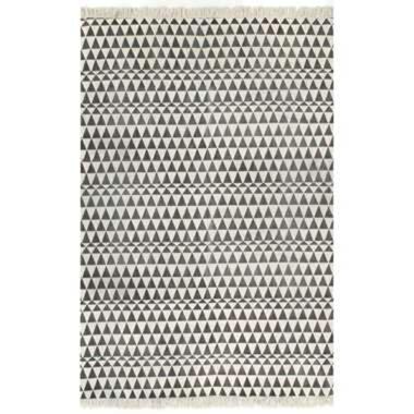 VIDAXL Kelim vloerkleed met patroon 120x180 cm katoen zwart/wit product