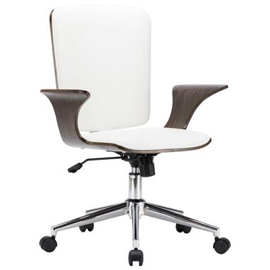 VIDAXL Kantoorstoel draaibaar kunstleer en gebogen hout wit product