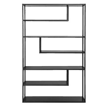 WOOOD boekenkast Teun 6 vakken - zwart - 188x120x35 centimeter - Leen Bakker