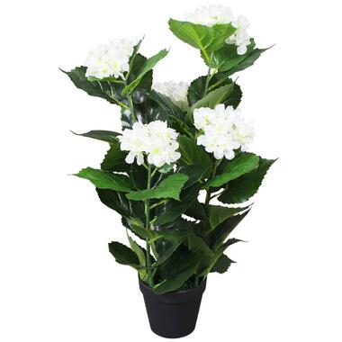 VIDAXL Kunst hortensia plant - met pot - 60 cm - wit product