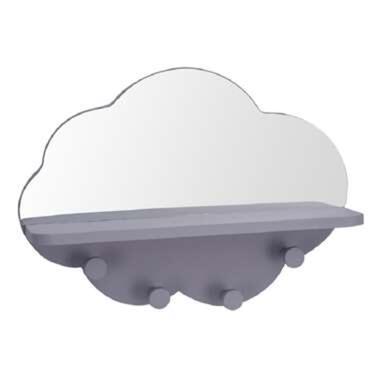 Wandkapstok - met spiegel - wolk - grijs - 39 cm product