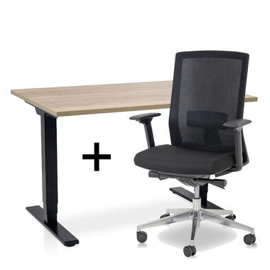 MRC COMFORT Set - Zit-sta bureau + stoel - 120x80 - robuust eiken product