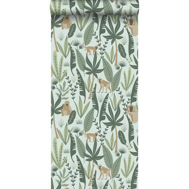 ESTAhome behang - jungle apen - mint en donkergroen - 0.53 x 10.05 m product