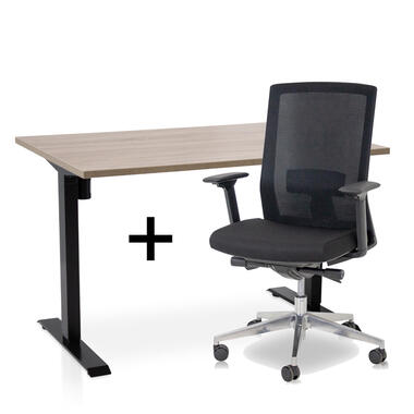 MRC EASY Set - Zit-sta bureau + bureaustoel - 140x80 - midden eiken product