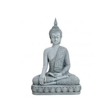 Boeddha beeld - grijs - zittend - polystone - 39 cm product