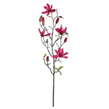 Mica Decorations Kunstbloem - magnolio beverboom - donkerroze - 80 cm product