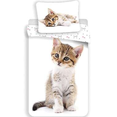 Animal Pictures Kitten Dekbedovertrek - Eenpersoons - 140 x 200 cm - Wit product