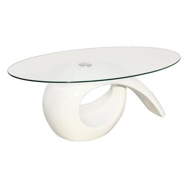 VIDAXL Salontafel met ovaal glazen tafelblad hoogglans wit product