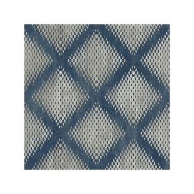 Dutch Wallcoverings - Hexagone ruit navy/beige - 0,53x10,05m product