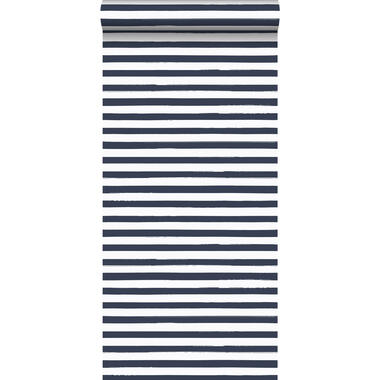 ESTAhome behang - strepen - donkerblauw en wit - 0.53 x 10,05 m product