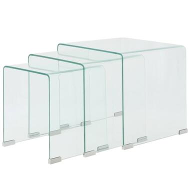 VIDAXL Bijzettafel set 3-dlg transparant gehard glas product