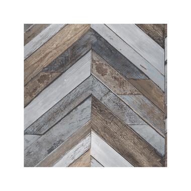 Dutch Wallcoverings - Exposure hout/visgraat bruin - 0,53x10,05m product