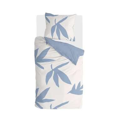Walra - Dekbedovertrek Simple Leaves - 140x220 cm - Off White / Jeans Blauw product