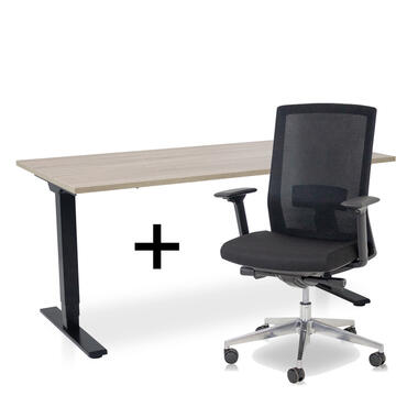 MRC COMFORT Set - Zit-sta bureau + stoel - 160x80 - midden eiken product