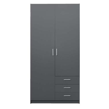 Kledingkast Sprint 2-deurs - donkergrijs - 200x98,5x50 cm - Leen Bakker