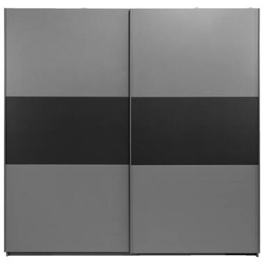 Schuifdeurkast Napoli antraciet/zwart softclose - 210x215x60 cm - Leen Bakker