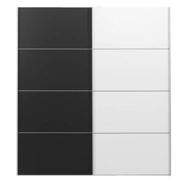 Schuifdeurkast Verona wit - zwart/wit - 200x182x64 cm product