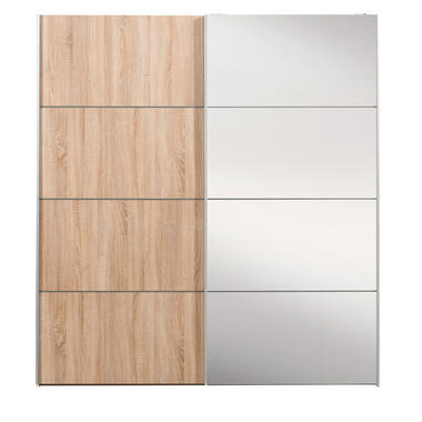 Schuifdeurkast Verona wit - eiken/spiegel - 200x182x64 cm product