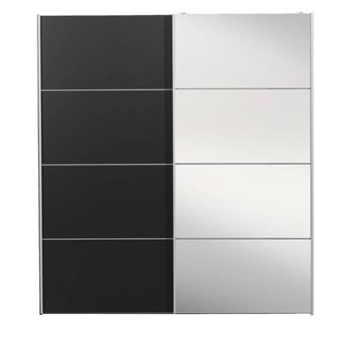 Schuifdeurkast Verona antraciet - zwart/spiegel - 200x182x64 cm - Leen Bakker