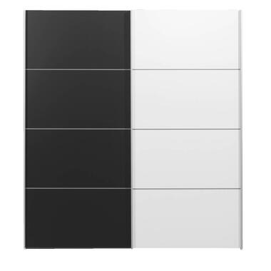 Schuifdeurkast Verona zwart - zwart/wit - 200x182x64 cm - Leen Bakker