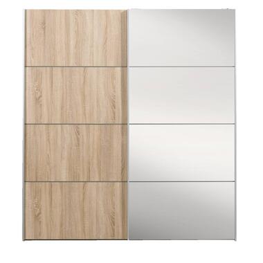Schuifdeurkast Verona eikenkleur - eikenkleur/spiegel - 200x182x64 cm - Leen Bakker