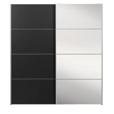 Schuifdeurkast Verona zwart - zwart/spiegel - 200x182x64 cm - Leen Bakker