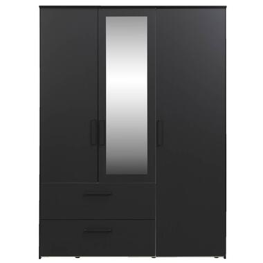 Kledingkast Orleans 3 deurs - zwart - 201x145x58 cm - Leen Bakker