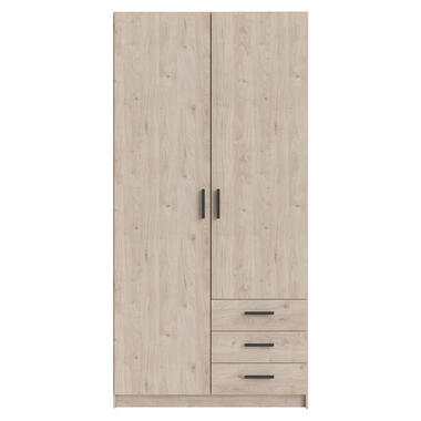 Kledingkast Sprint 2-deurs - eikenkleur - 200x98,5x50 cm - Leen Bakker