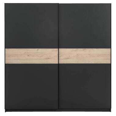 Schuifdeurkast Genua - antraciet/eikenkleur - 204x200x60 cm product