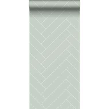 ESTAhome behang - visgraat-motief - mintgroen en wit - 0.53 x 10.05 m product