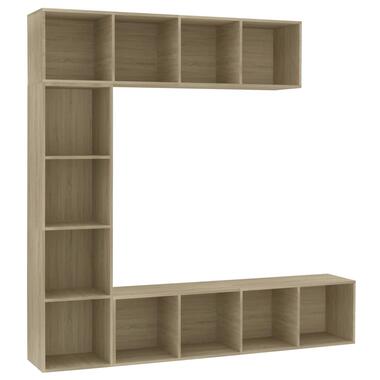 vidaXL 3-delige Boekenkast-/tv-meubelset 180x30x180 cm eikenkleurig product