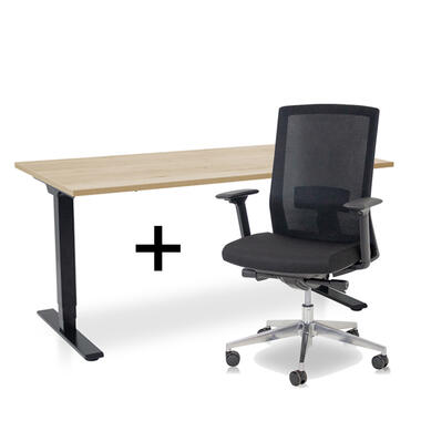 MRC COMFORT Set - Zit-sta bureau + stoel - 160x80 - robuust eiken product